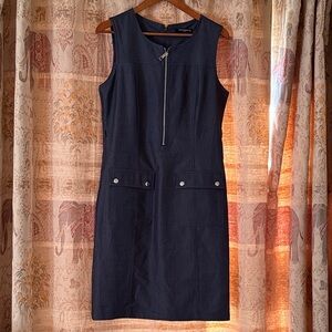 Sharagano Navy Zip-Front Mini Dress